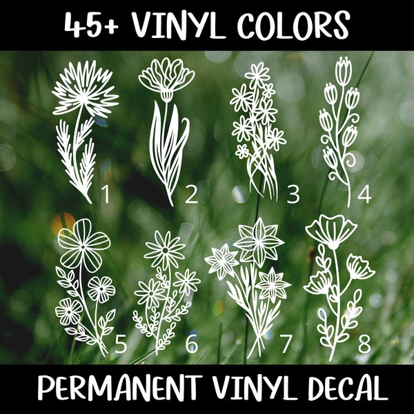 Wildflower Vinyl Decal, Car Decal, Laptop Decal, Water Bottle Decal, Floral Decal, Flower Decal