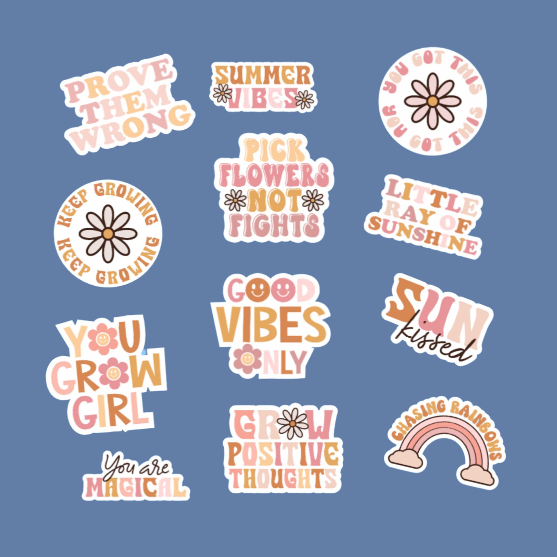 Positive Stickers, Motivational Stickers, Boho Inspirational Stickers,  Mental Health Stickers, Sticker Pack, Flower Sticker, Gift Stickers 