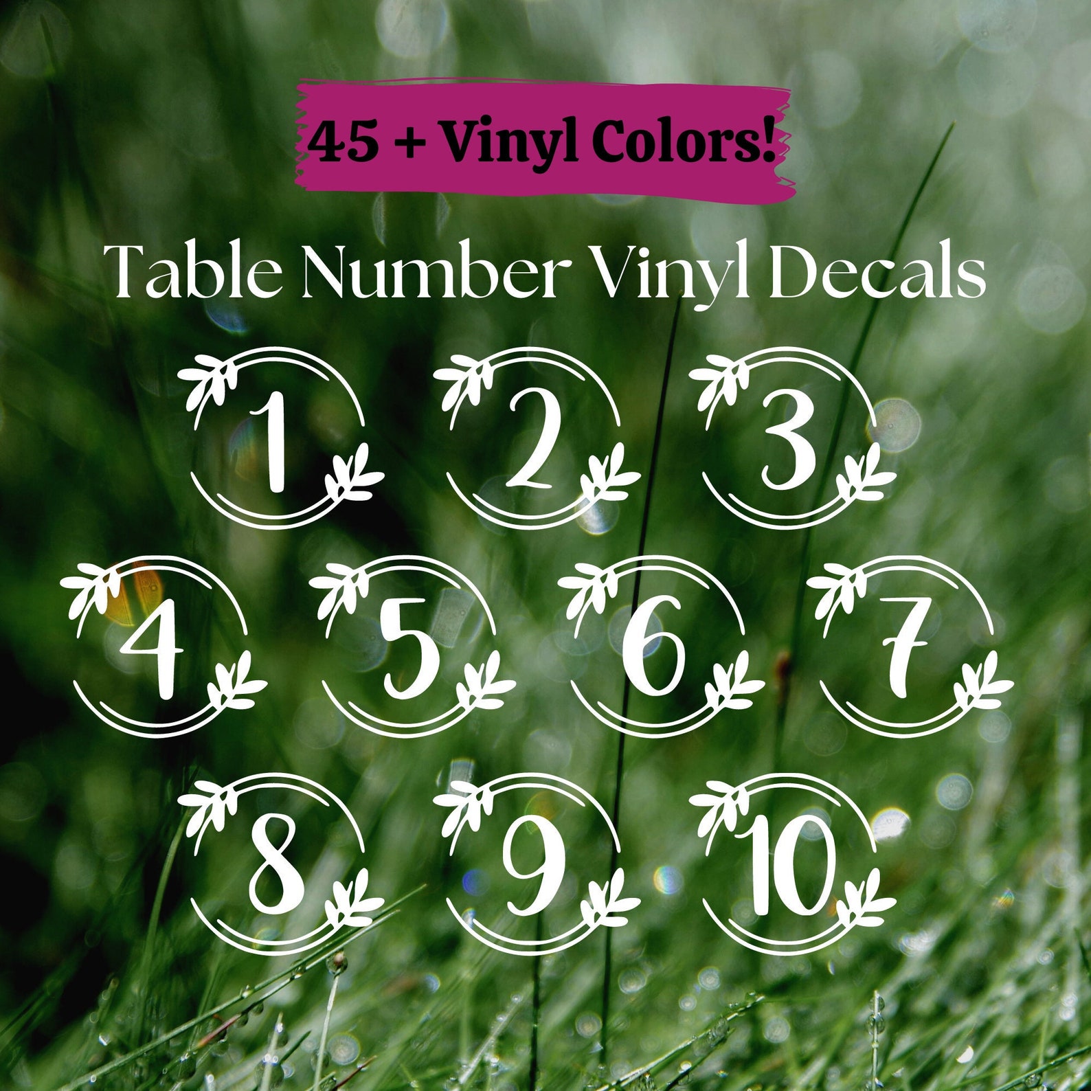 Table Number Vinyl Decals Wreath Table Numbers Wedding Table Etsy