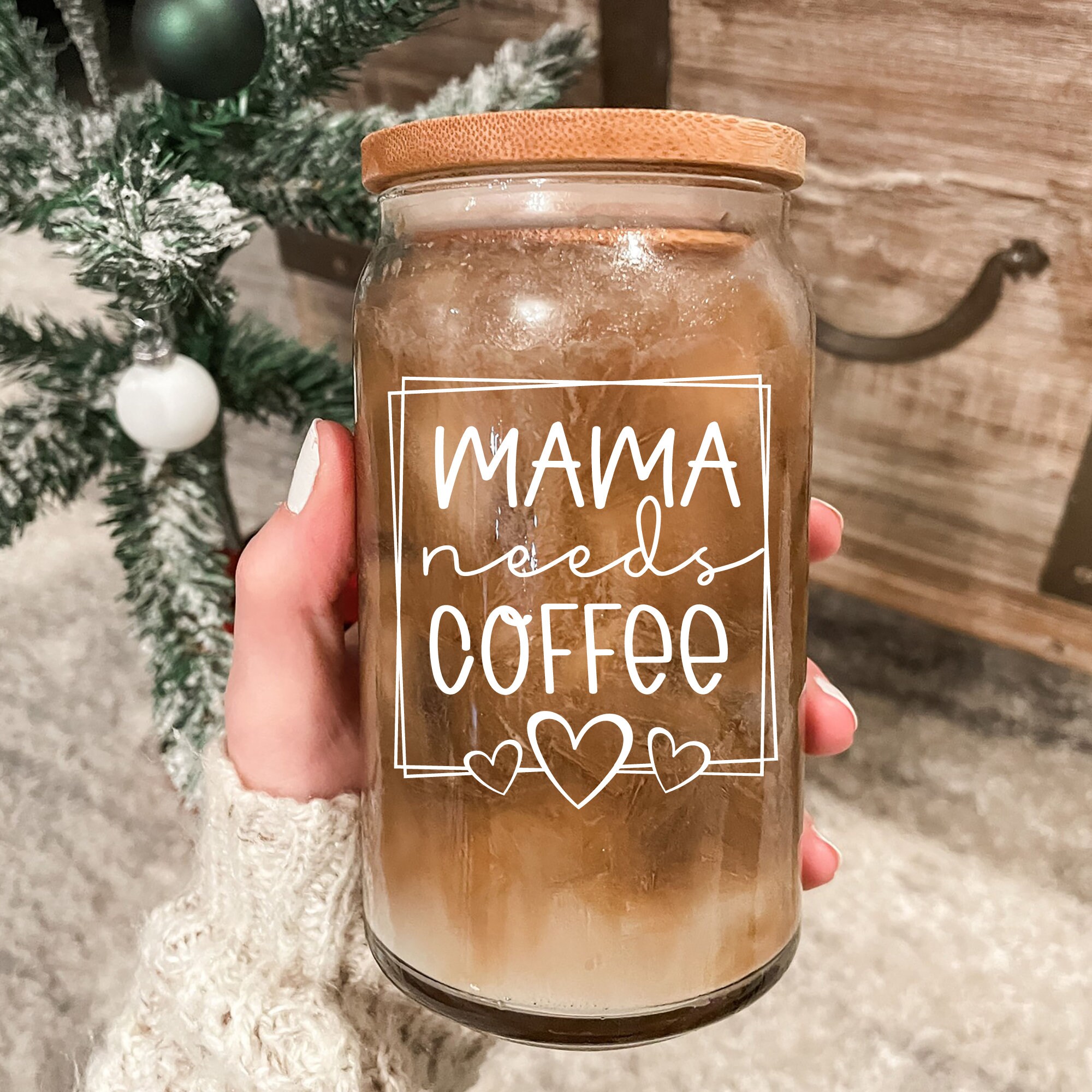 16oz Glass Can: Mama Needs Coffee