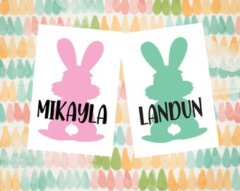 Easter Bunny Name Decal, Easter Basket Decal, Easter Bucket Decal, Cup Decal, Tumbler Decal, Mug Decal, Laptop Decal, Wall art decal