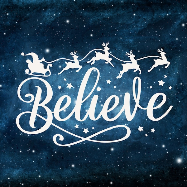 Christmas Decal, Believe Decal, Winter Decal, Holiday Decal, Santa Decal, Christmas Decor