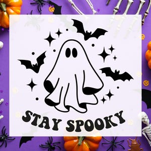Ghost Decal, Stay Spooky Decal, Halloween, Fall Decal, Decal for laptop, Car Decal, tumbler decal, cup decal, mug decal image 1