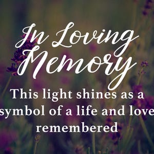 Memorial Decal, Memorial decal for Candle, Memorial decal for light, memorial decal for wedding