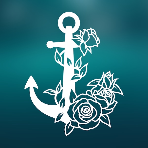 Anchor Decal, Nautical Decal, Cup Decal, Tumbler Decal, Mug Decal, Laptop Decal, Wall art decal, Mirror Decal