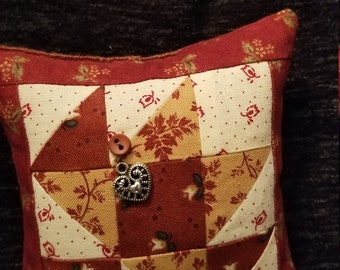 Cute pincushion. Original design. 1860's Reproduction fabrics.