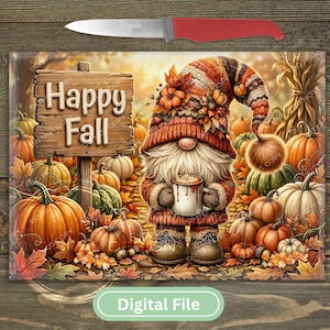 Happy Fall kabouter snijplank, png PNGEgg | Sublimatieontwerp herfstpompoenpatch (digitale download)