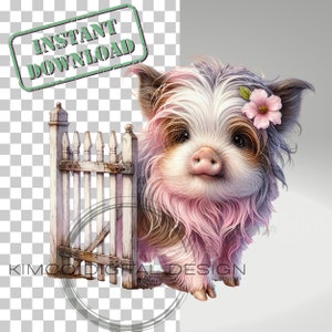 Cute Pig  PNG Clipart Digital File Instant Download, Sublimation Design, Farm Animal png, Watercolor Pintable&#39;s png Digital File