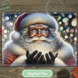 Santa Christmas Sublimation Cutting Board Design - Sublimation Digital File - Festive Holiday Kitchen Decor PNG - Instant Download