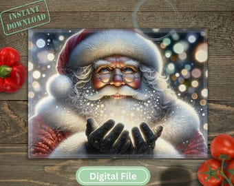 Santa Christmas Sublimation Cutting Board Design - Sublimation Digital File - Festive Holiday Kitchen Decor PNG - Instant Download