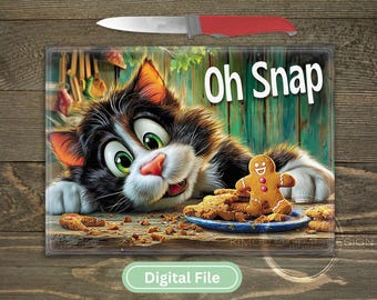 Funny Cutting Board PNG, Silly Cat Christmas Cutting Board Design, Sublimation on Glass Cutting Boards Art png DIGITAL Design