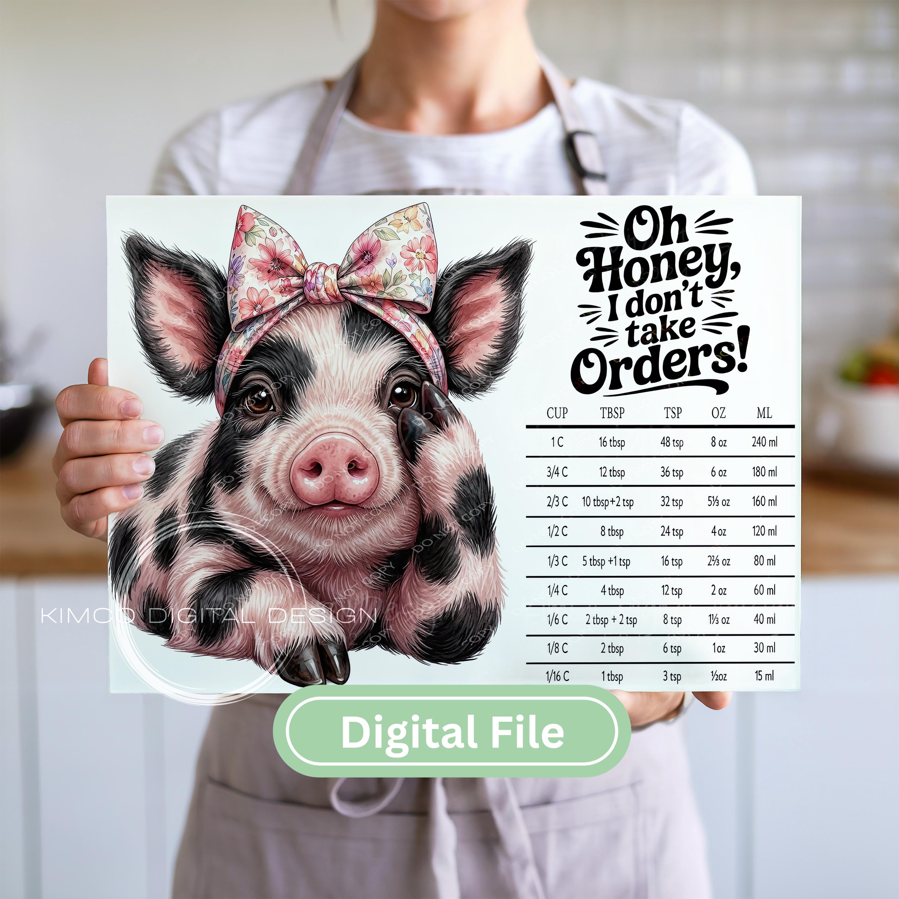 Conversion Chart Fun Funny Pig Kitchen Conversion Chart PNG, Farmhouse Sublimation Cutting ...