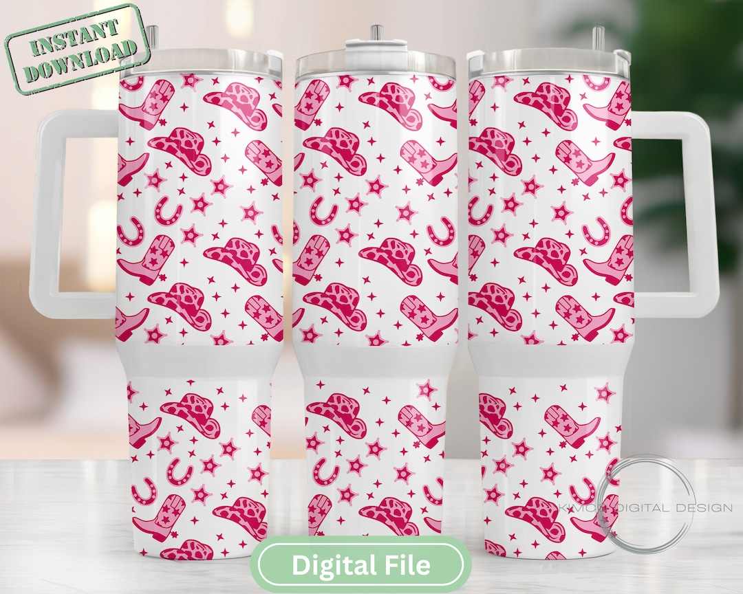 Cowgirl Pink Boots Western 40 Oz Tumbler Wrap 40oz Sublimation Design ...