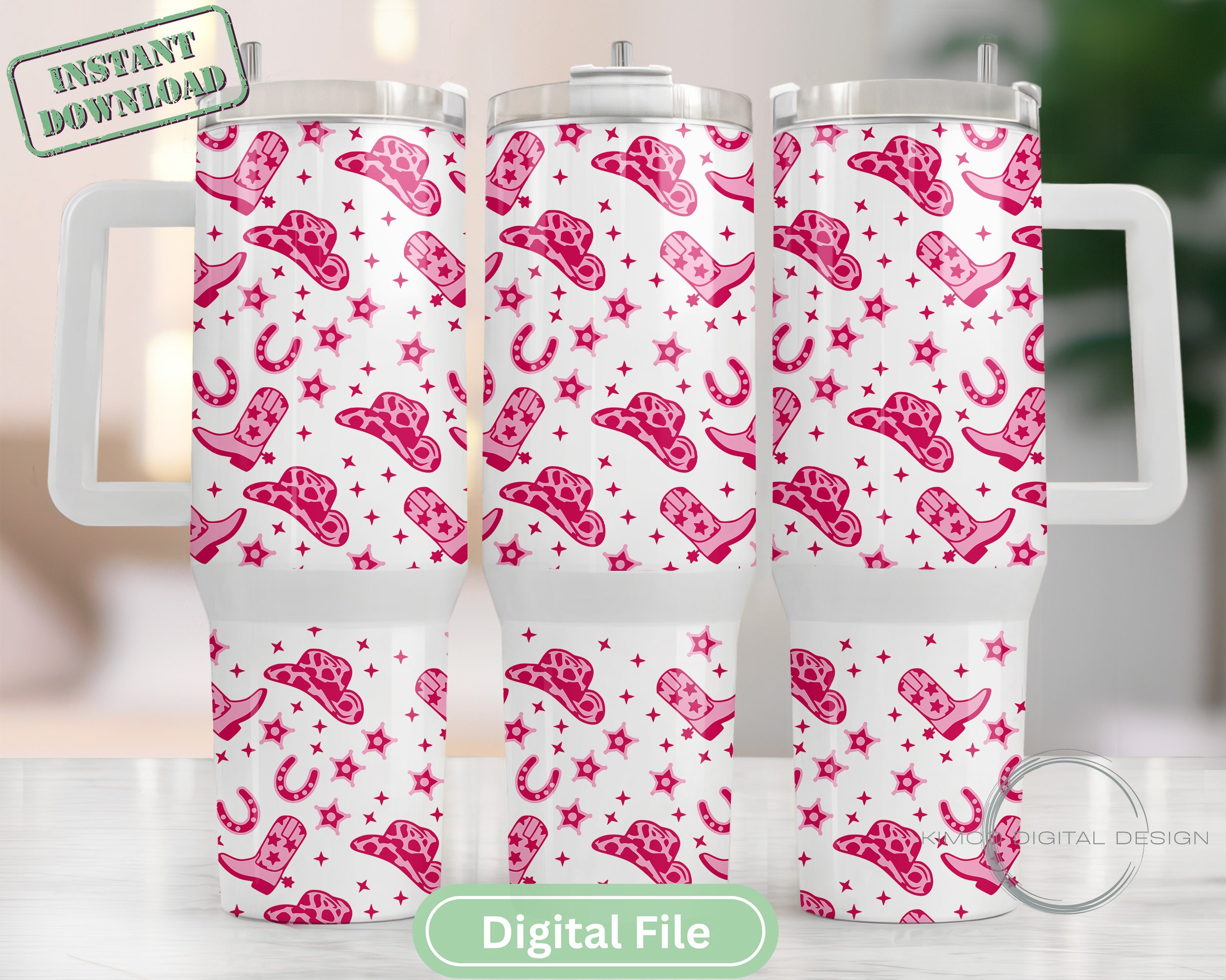 Cowgirl Pink Boots Western 40 Oz Tumbler Wrap 40oz Sublimation Design ...