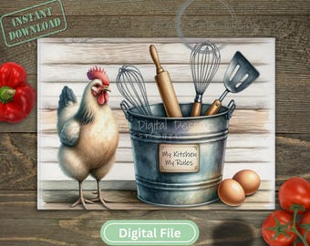 Country Kitchen Sublimation Cutting Board Design, Country Farm Cutting Board PNG, Cutting Board File Digital File, Kitchen Decor Gift png