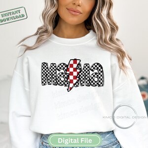 Retro Mama Lightning Bolt PNG: Shirt Sublimation Design (Digital Download)