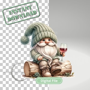 Wine gnome png Digital Download Wine Gnome Sublimation Wine gnomes gnome decal wine gnome images waterslide images, tumbler graphics Digital