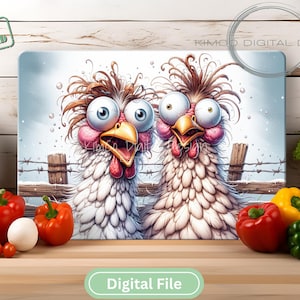 Glass Cutting Board Design PNG, Funny Country Chickens Kitchen Cutting Board Design, Chopping Board File Digital Design Download