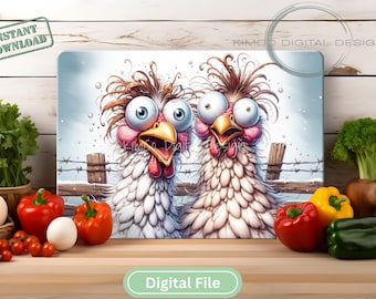 Glass Cutting Board Design PNG, Funny Country Chickens Kitchen Cutting Board Design, Chopping Board File Digital Design Download