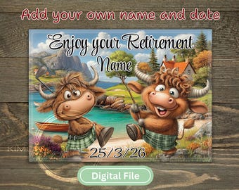 Highland Cow Retirement PNG, Funny Fishing Golf Sublimation Design (Digital Download)