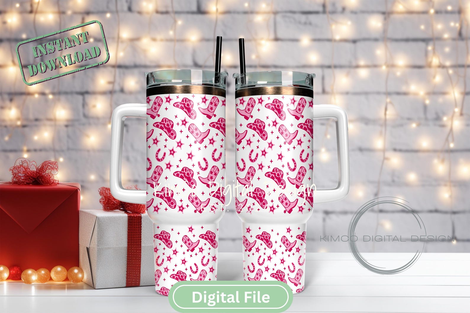 Cowgirl Pink Boots Western 40 Oz Tumbler Wrap 40oz Sublimation Design ...