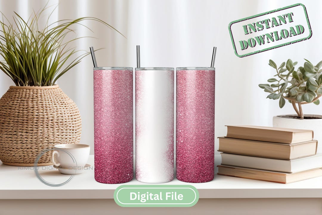 Add Your Own Name Pink Glitter 20 Oz Skinny Tumbler Design Sublimation ...