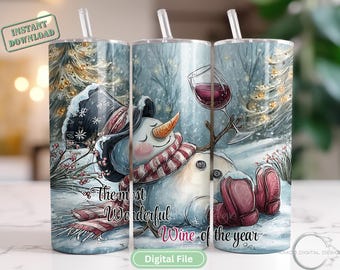 Funny Christmas Tumbler Wrap PNG, The Most Wonderful Wine of the Year 20oz Skinny Straight Tumbler Wrap Design, Seamless DIGITAL Download