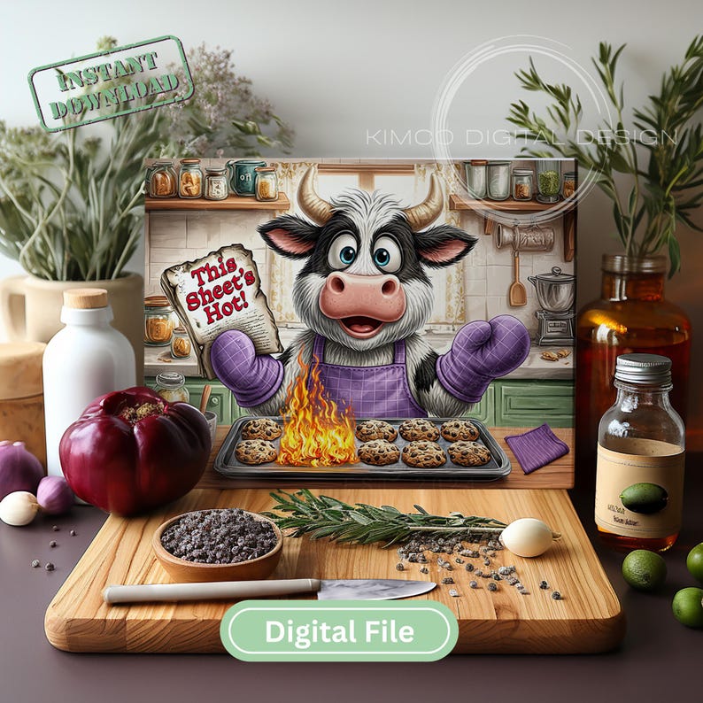 Funny Dairy Cow Baking PNG – 