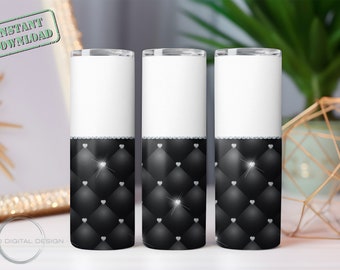 Black Tufted Diamond 20oz Skinny Tumbler Wrap Sublimation Design Digital Download PNG Black Diamond Lovers Tumbler Wrap png Instant Download