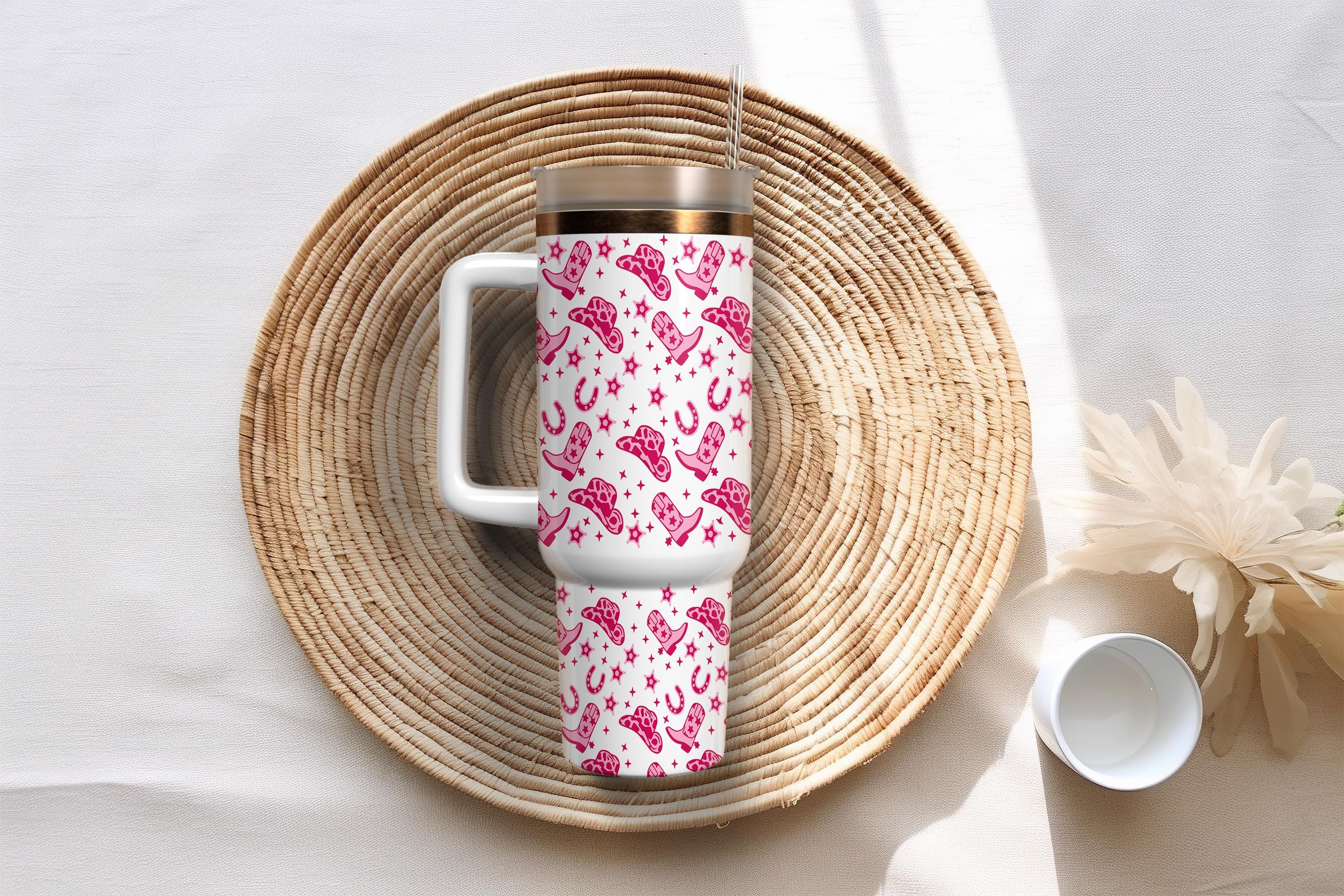 Cowgirl Pink Boots Western 40 Oz Tumbler Wrap 40oz Sublimation Design ...