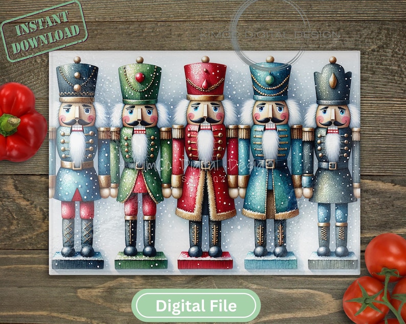 Sublimation Glass Cutting Board Nutcracker Christmas Holiday png printable download file