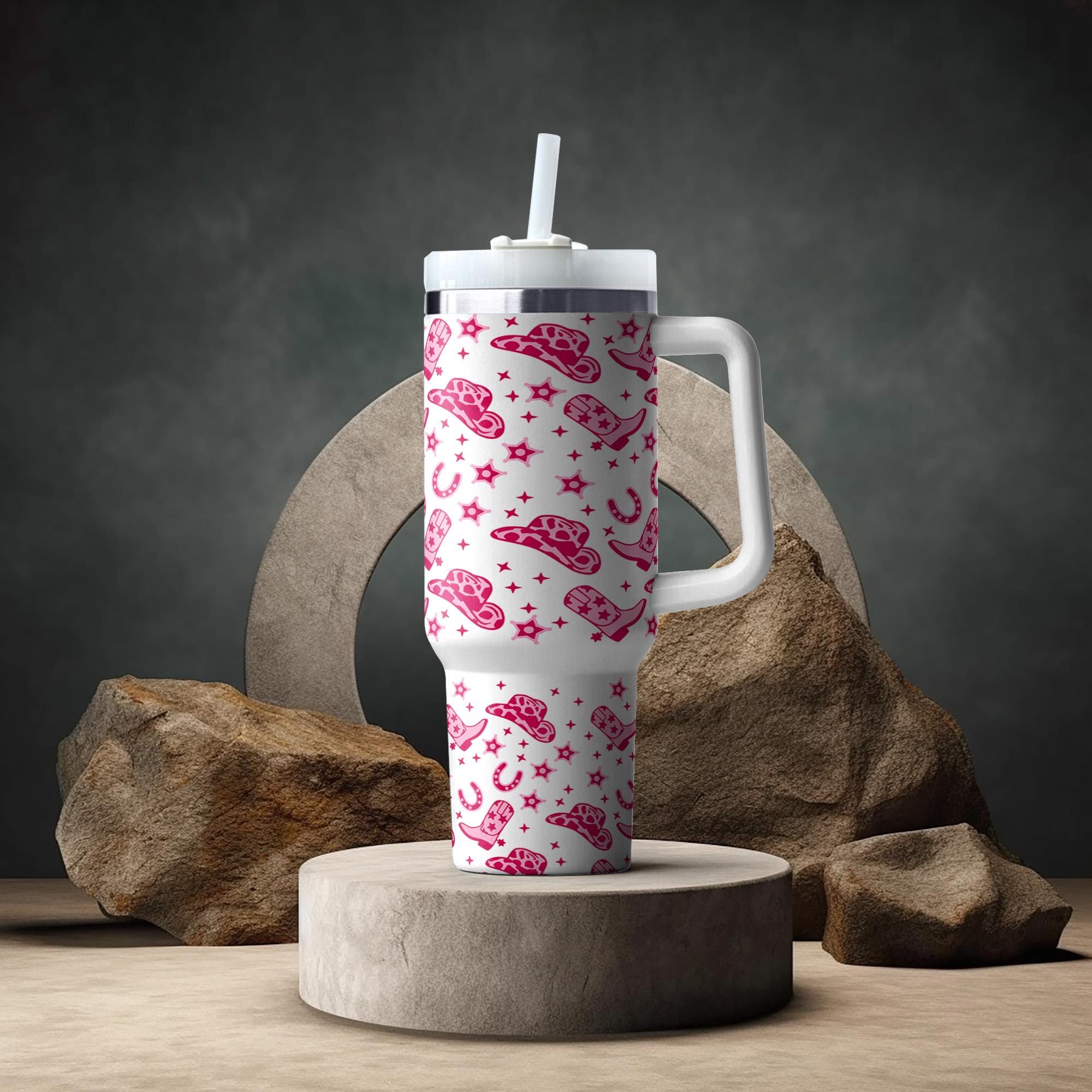Cowgirl Pink Boots Western 40 Oz Tumbler Wrap 40oz Sublimation Design ...