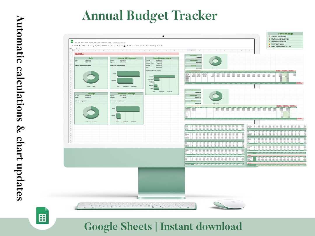 Annual Budget Spreadsheet Personal Finance Tracker Budget Debt Savings
