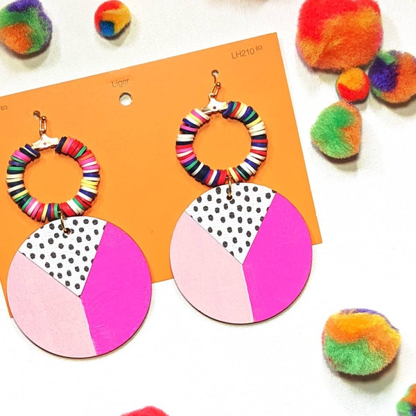 Rainbow Bead Color Block Earrings | Colorful Eclectic Summer Statement Jewelry | Trendy Accessories