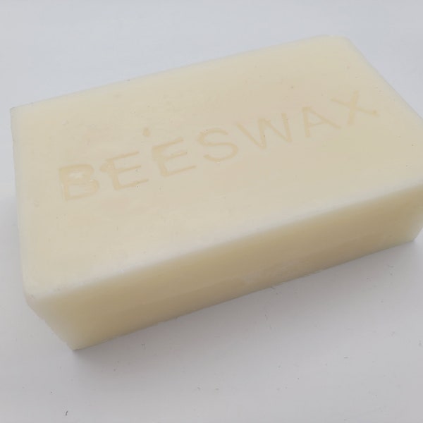 Natural Beeswax 1 Pound Block Cosmetic Grade White Wax, Midwest USA Eco-Friendly Candle Soap Making Wax Supply DIY Crafting Gift for Him Her