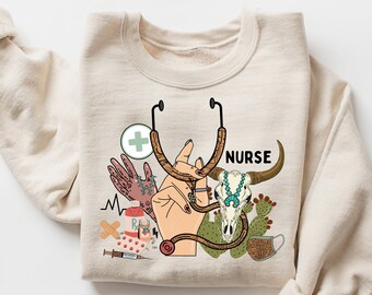 Western Nurse Sweatshirt, Nurse Shirt, Nurse Gift, Registered Nurse, Cute Western Shirt for Registered Nurse Gift, Nurse Life Shirt ,RN Life