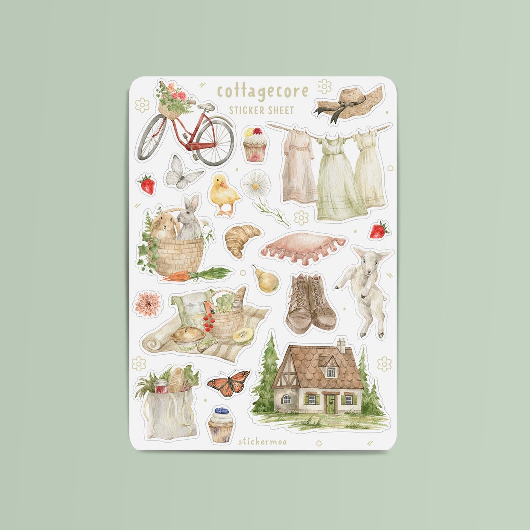 Cottagecore Sticker Sheet Watercolour Planner Bullet - Etsy