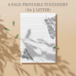 Papelería imprimible polilla cabeza de muerte / A4, carta de EE. UU. 8.5x11 in / papel de escritura de cartas digitales forrado y sin forro