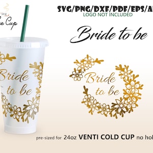 Przyszła panna młoda • 24-uncjowy kubek Venti Cold Cup w całości owinięty bez otworu, projekt kubka Starbucks Svg Eps Dxf Pdf Ai Png Cricut Silhouette Cut plik do pobrania