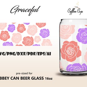 Gracieux • 16 oz Libbey Glass peut envelopper des fichiers à téléchargement numérique Svg Eps Dxf Ai Pdf Png pour Cricut, Silhouette Valentine Cup amour SVG