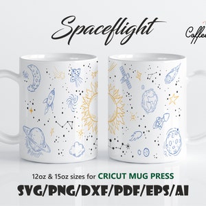 Voo espacial • Cricut Mug Press 12oz e 15oz Template Svg Eps Dxf Ai Pdf Png Arquivos de download digital para Cricut, Silhouette Valentine Mug Love