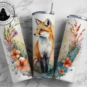 Fox Insulated Tumbler: Stainless Steel Travel Mug with Metal Straw