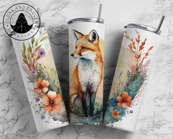 Fox Insulated Tumbler: Stainless Steel Travel Mug With Metal Straw