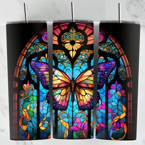 Butterfly Insulated Tumbler / Butterfly Tumbler / Butterfly Cup / Butterfly Metal Cup / Metal Straw / 20 oz 22 oz and 30 oz options