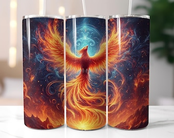 Phoenix Insulated Tumbler: Mythical Bird Stainless Steel Travel Cup