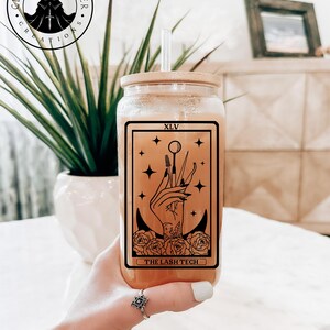 Lash Tech Tarot Clear Beer Glass with Bamboo Lid