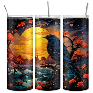 Raven Insulated Tumbler / Raven Glass / Raven Cup / Rave Gift / Gift for Raven Lover / 20 oz 22 oz and 30 oz options