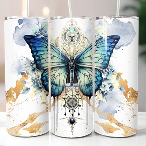 Butterfly Insulated Tumbler / Butterfly Tumbler / Butterfly Cup / Butterfly Metal Cup / Metal Straw / 20 oz and 30 oz options