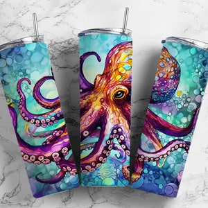 Octopus Insulated Tumbler / Octopus Gift / Octopus Cup / Octopus Glass / Metal Straw / Ocean Life