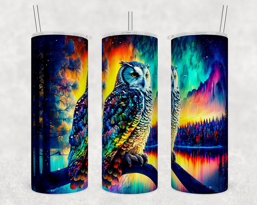 SANDJEST Owl Tumbler 20oz Jewelry Drawings Stainless Steel Insulated Tumblers Owl